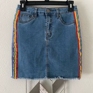 Forever 21 denim y2k rainbow skirt